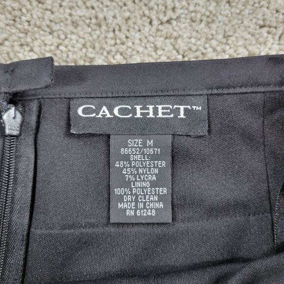 Cachet Womens Skirt Medium Black Ruffle Layered Pencil Straight Career Office - Picture 13 of 13